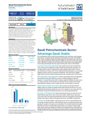 Saudi Petrochemicals Sector: Advantage Saudi Arabia