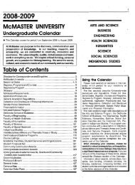 2008/2009 - Registrar - McMaster University
