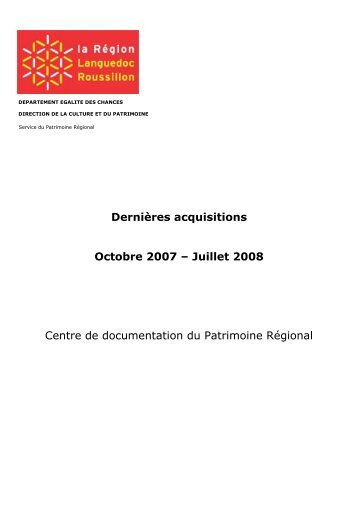 Acquisitions du centre de documentation 2007 - Culture et ...