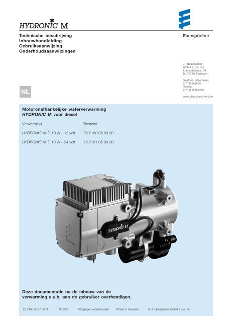 EberspÃ¤cher Technische beschrijving ... - Equipment