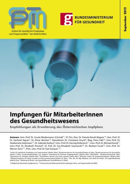 Impfungen fÃƒÂ¼r MitarbeiterInnen des Gesundheitswesens