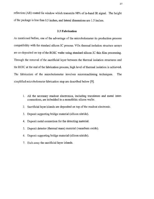 Analysis of 320X240 uncooled microbolometer focal plane array ...