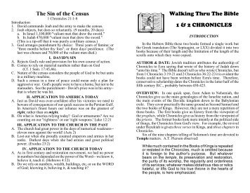 The Sin of the Census Walking Thru The Bible 1 & 2 CHRONICLES