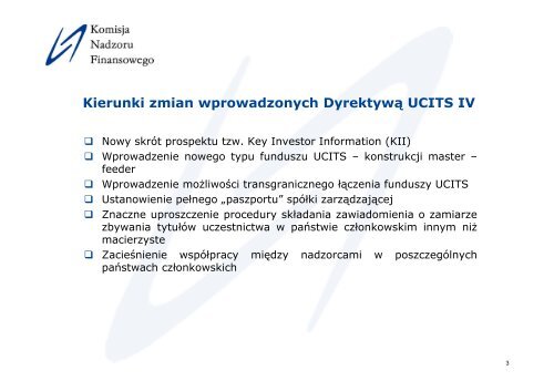 Dyrektywa 2009/65/WE UCITS IV â wyzwania dla polskiego rynku ...