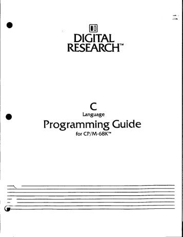 Digital Research C Language Programming Guide for CP/M-68K