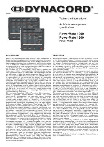 PowerMate 1000 PowerMate 1600 - Dynacord