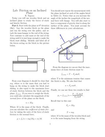 Lab: Friction on an Inclined Plane