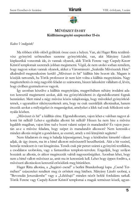 Szent ErzsÃ©bet (PDF - 422 KB) - MÃ¡tyÃ¡s-templom