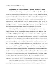 Teaching Demonstration Reflection Paper Active Teaching ... - Illinois