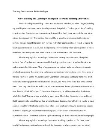 Teaching Demonstration Reflection Paper Active Teaching ... - Illinois