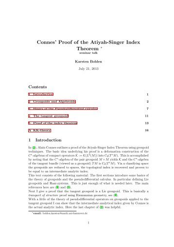 Connes' Proof of the Atiyah-Singer Index Theorem