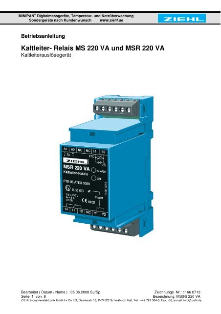 Relais MS 220 VA und MSR 220 VA - Ziehl industrie-elektronik ...