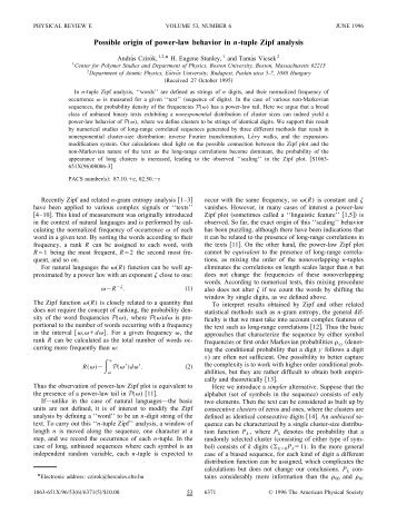 Possible origin of power-law behavior in n-tuple Zipf analysis