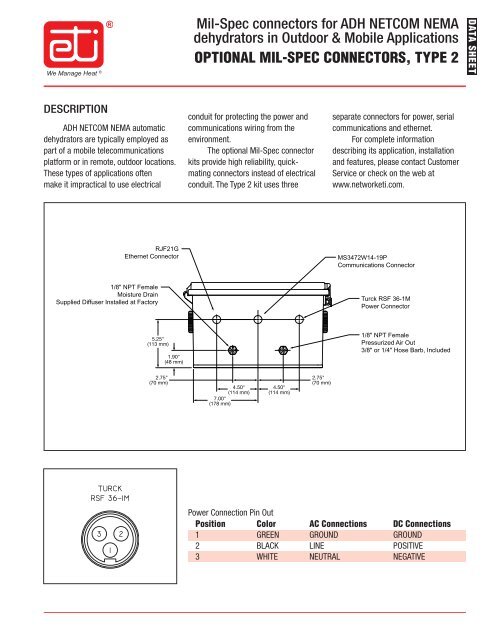 Mil-Spec connectors for ADH NETCOM NEMA dehydrators ... - Vincor