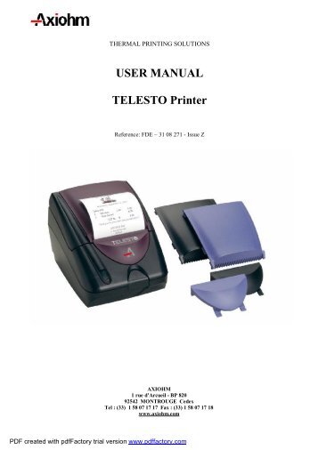 3108271 FDE Z TELESTO User Manual - Axiohm