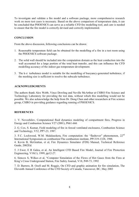 EVALUATION OF PHOENICS CFD FIRE MODEL AGAINST ... - Cham