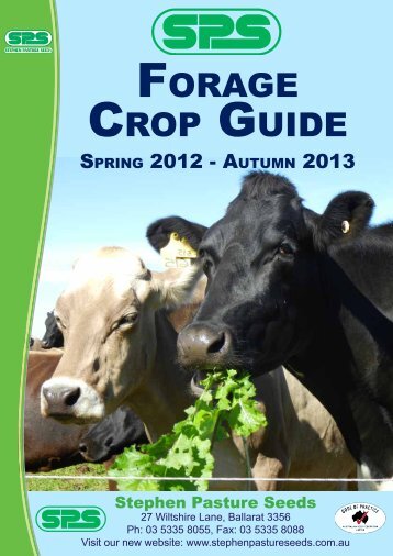 FORAGE CROP GUIDE - Stephen Pasture Seeds