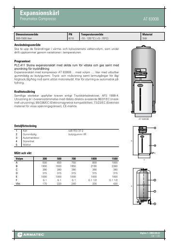 ProduktbladfÃ¶r ExpansionskÃ¤rl - Pneumatex Compresso - Armatec