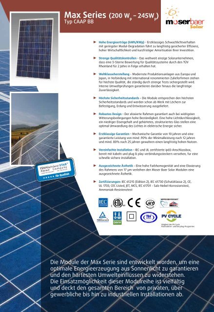 Max Series - Moser Baer Solar Limited