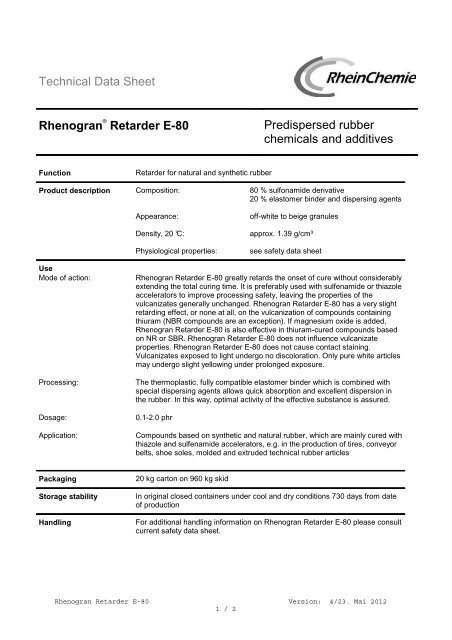 Retarder E-80 - Rhein Chemie WebShop