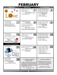 February Calendar and Activities - Castle Rock Senior Center