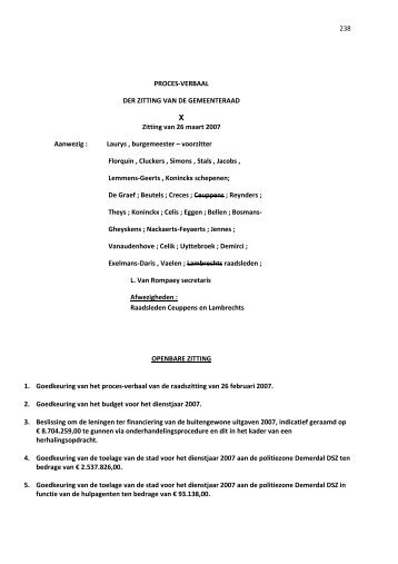 238 PROCES-VERBAAL DER ZITTING VAN DE ... - Groen Diest