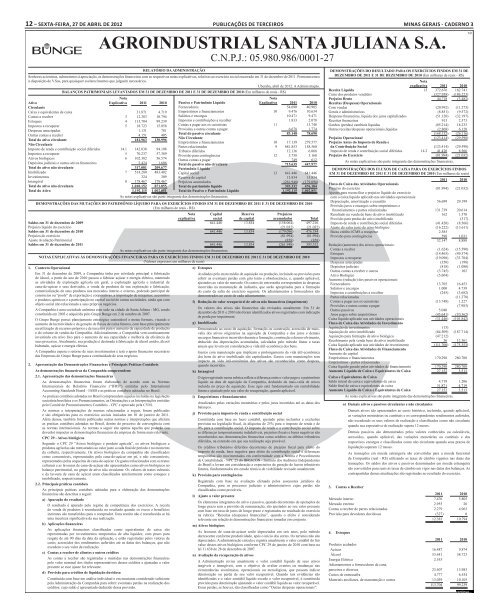 DemonstraÃ§Ãµes Financeiras Santa Juliana - Bunge