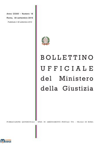 BOLLETTINO U F F I C I A L E del Ministero della Giustizia