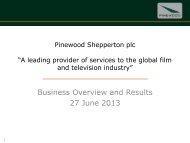 A leading provider of services to the global film ... - Pinewood Studios