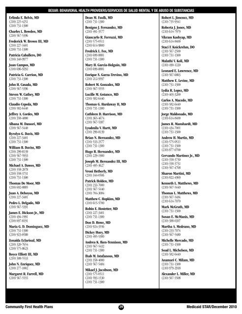 Primary Care Provider Directory - Community First Health Plans.