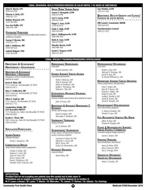 Primary Care Provider Directory - Community First Health Plans.