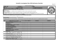 Scientific Investigation Plan (SIP) QA Review Checklist