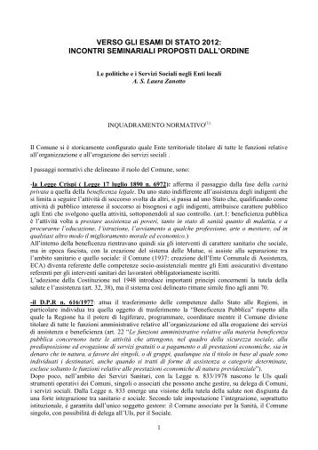 Relazione Dott.ssa Laura Zanotto - Ordine degli Assistenti Sociali ...