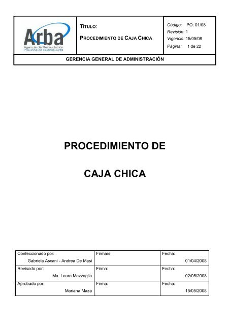 PROCEDIMIENTO DE CAJA CHICA - Arba