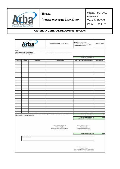 PROCEDIMIENTO DE CAJA CHICA - Arba