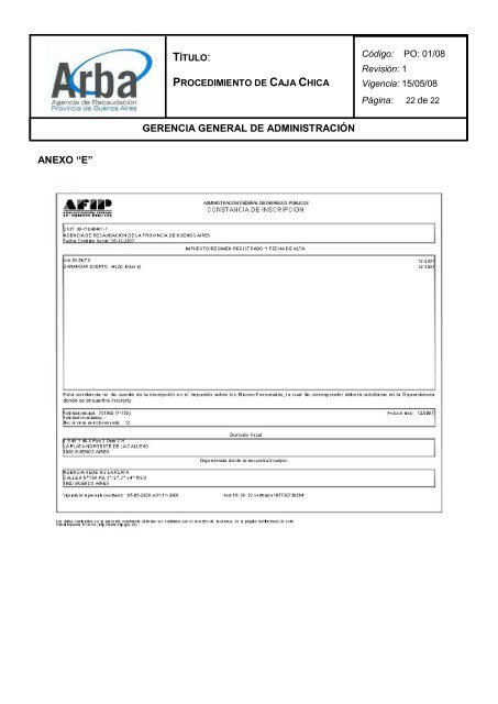 PROCEDIMIENTO DE CAJA CHICA - Arba