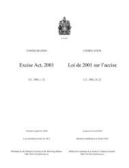 Excise Act, 2001 Loi de 2001 sur l'accise - Lois du Canada - Justice