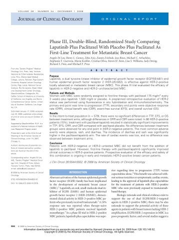 Phase III, Double-Blind, Randomized Study Comparing Lapatinib ...