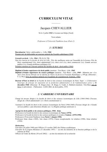 CURRICULUM VITAE Jacques CHEVALLIER - CERSA - CNRS