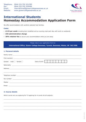 International Students Homestay Accommodation Application Form
