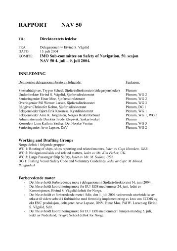 RAPPORT NAV 50 - SjÃ¸fartsdirektoratet