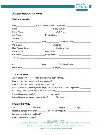 Download Patient Application Form - Apollo Bramwell Hospital