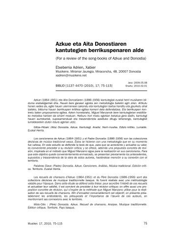 Azkue eta Aita Donostiaren kantutegien berrikuspenaren alde. IN ...