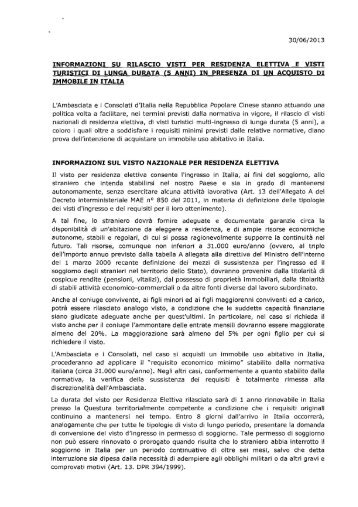 Informativa - Ambasciata d'Italia a Pechino