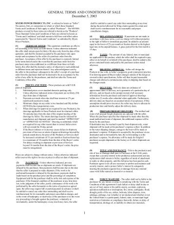 Myers Standard Terms & Conditions - Myers Power Products, Inc.