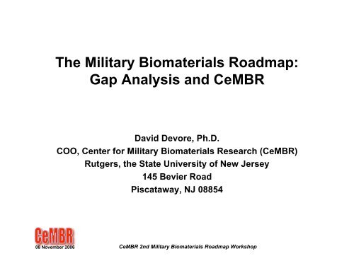 CeMBR - New Jersey Center for Biomaterials