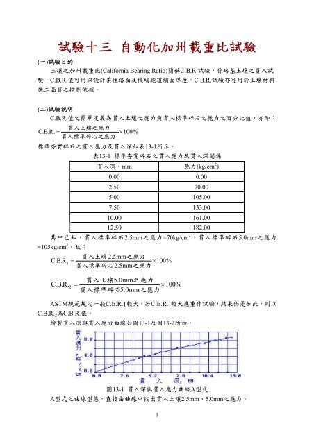 試驗十三自動化加州載重比試驗 - 正修科技大學