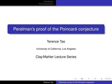 Perelman's proof of the PoincarÃ© conjecture