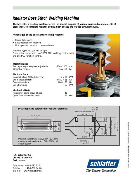 Radiator Boss Stitch Welding Machine - Schlatter