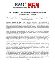 EMC and ECS Enter into Distribution Agreement for Singapore and ...